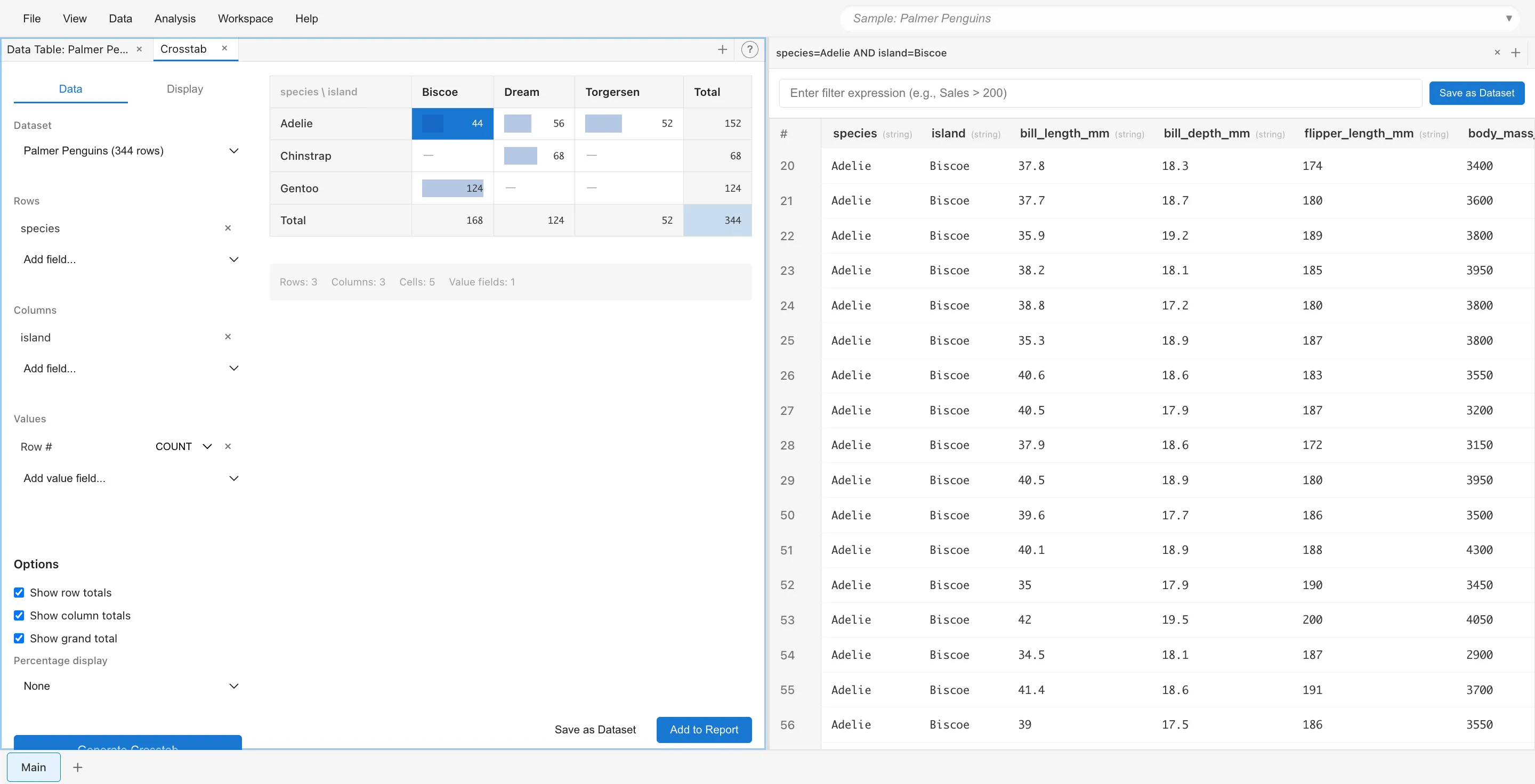 Filtered Data display via drill down