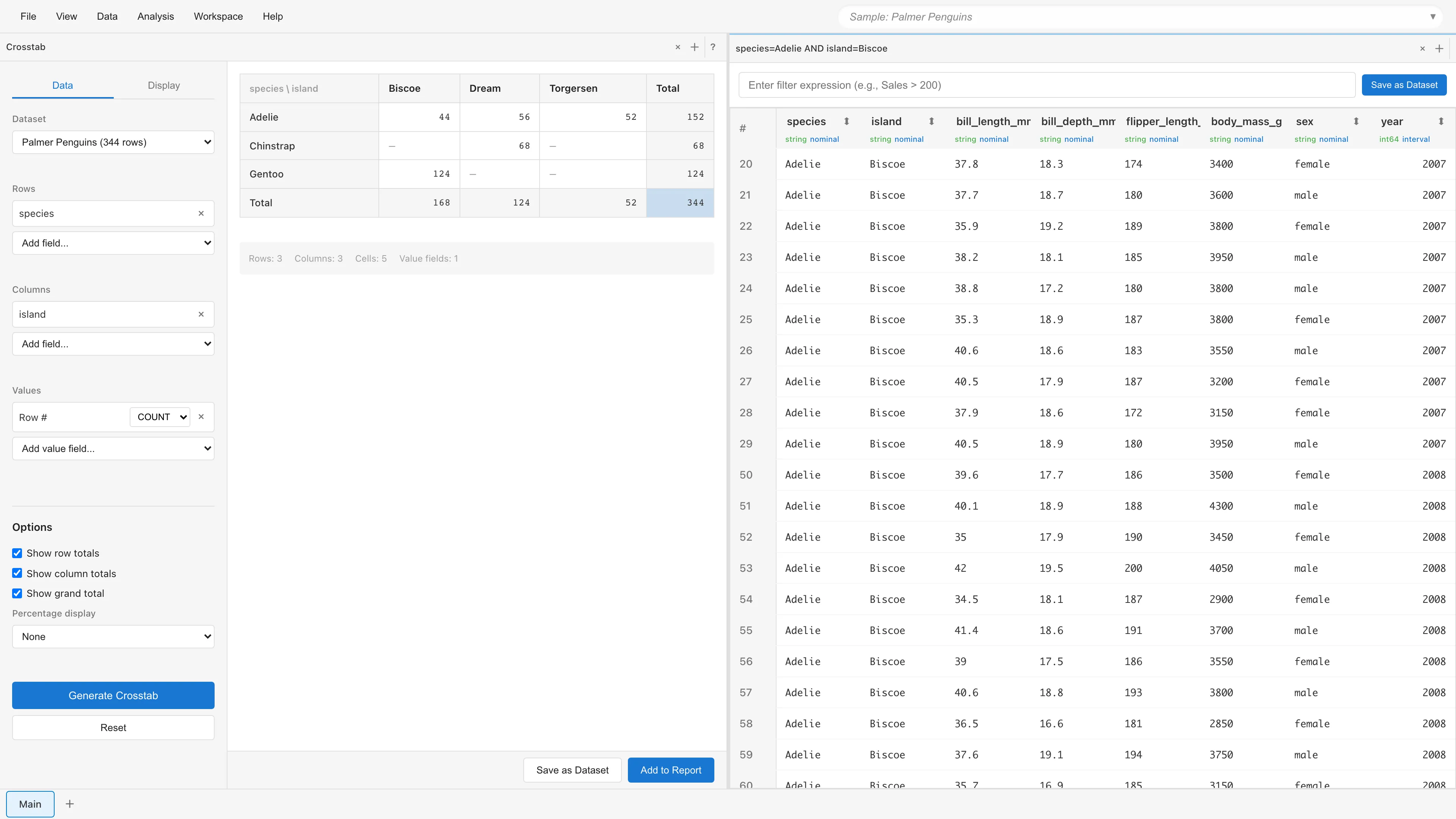 Filtered Data display via drill down