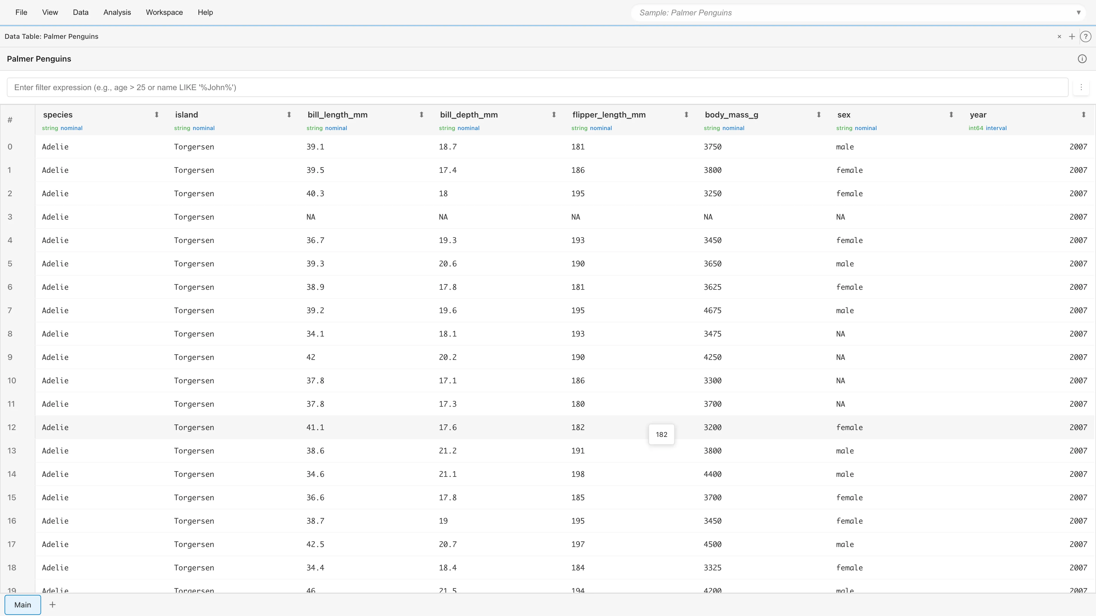Data Table basic view