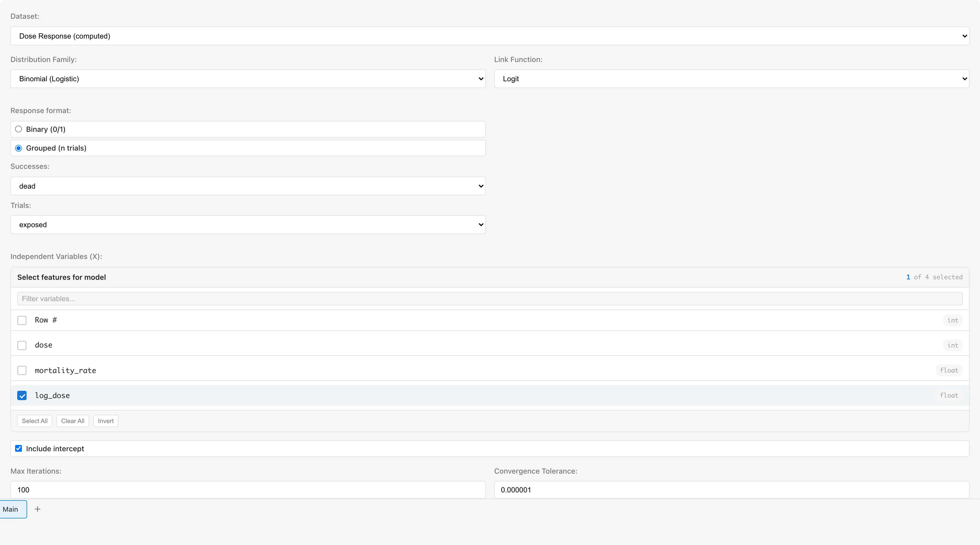 GLM フォーム設定