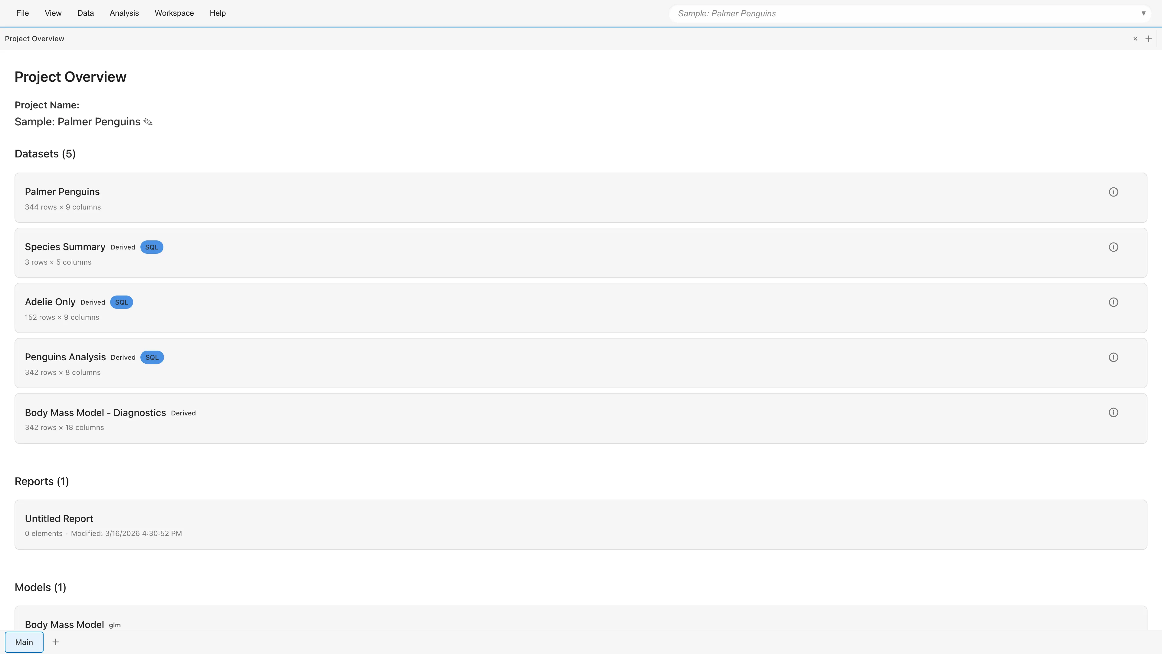 Project Overview タブ